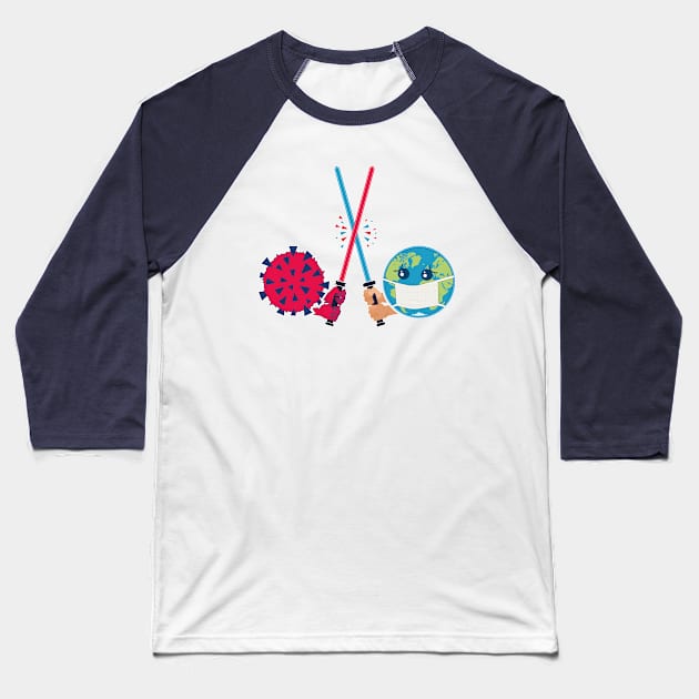 Earth versus Virus Baseball T-Shirt by FunawayHit